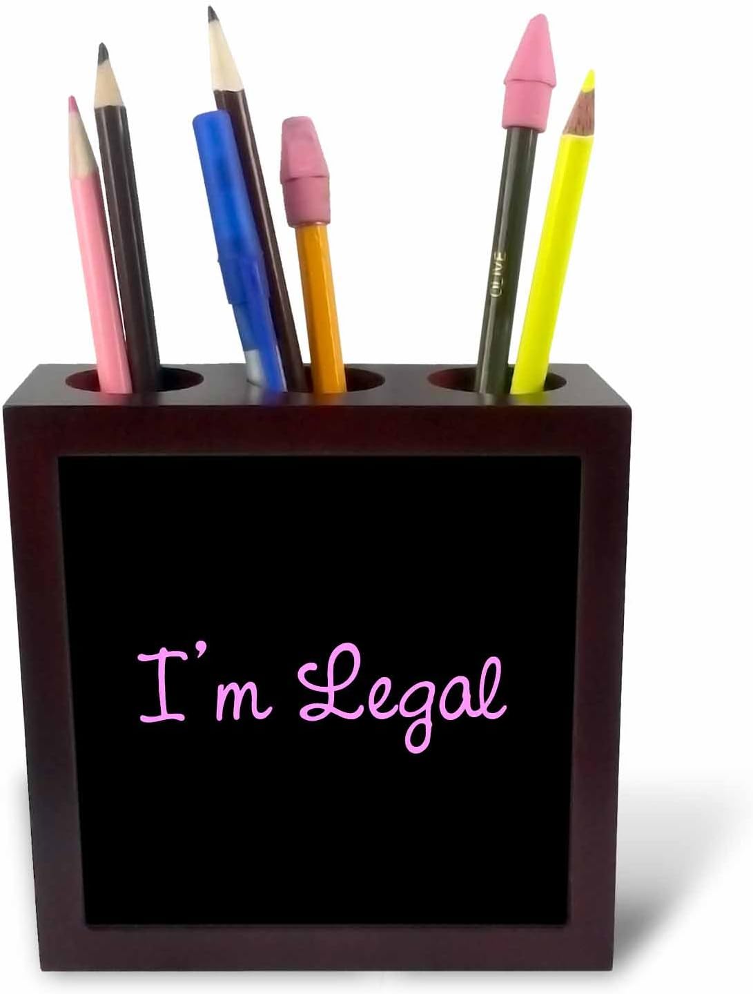 3dRose ph_32840_1 I'm Legal Black-Tile Pen Holder, 5-Inch