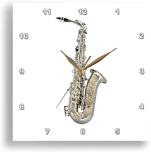 3drose Saxophone Wall Clock, 10 by 10-Inch