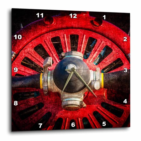 3dRose Spinner, propeller and a red engine hood of a vintage aircraft - Wall Clock, 15 by 15-inch