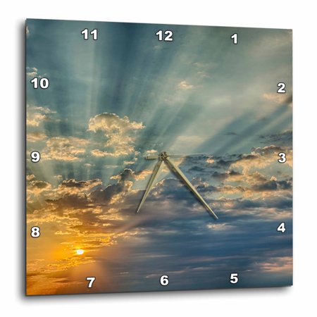 3dRose Sunbeams streaming through clouds at sunset, Cincinnati, Ohio - Wall Clock, 13 by 13-inch