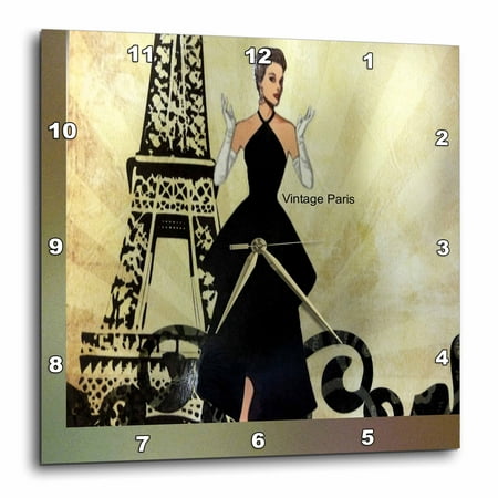 3dRose Vintage Paris - Wall Clock, 15 by 15-inch