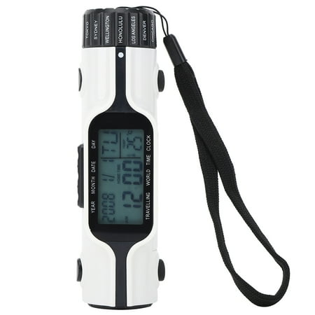 3 in 1 Electronic Flashlight Digital Alarm Clock Thermometer with World Time Backlight Display