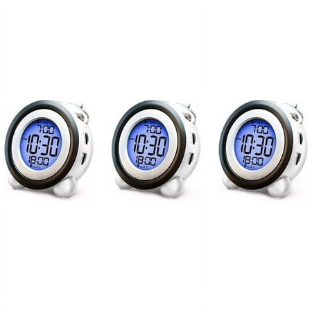 3X Digital Alarm Clock,Time Date Display Twin Loud for Heavy Sleepers Dual Alarm Blue Backlight for