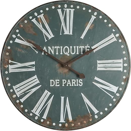 47th & Main Vintage Rustic Round Decorative Wall Clock, 36.22 Diameter, Antiquite De Paris