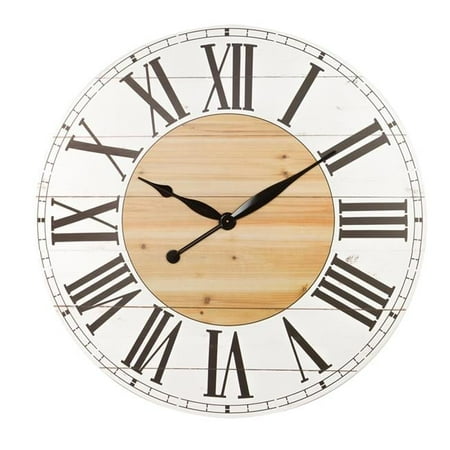 48 x 48 x 1.5 in. Renata Oversize Shiplap Wall Clock, White & Walnut