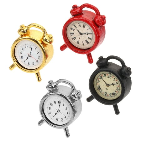 4 Pcs Mini Clock Model Kids Alarm Clock Toys Kids Toy Mini Alarm Clocks Clock Ornament Miniature Model Toddler