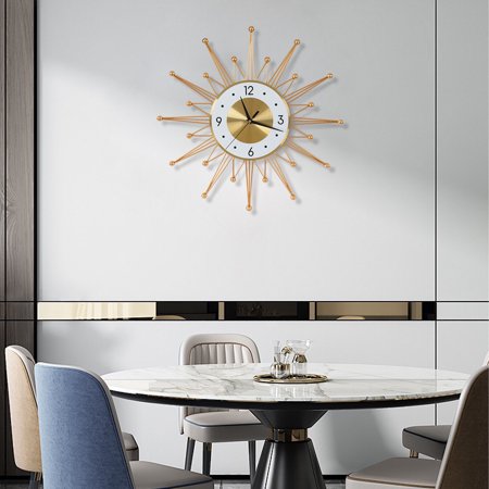 50CM Retro Metal Art Sunburst Clock Mid Century Modern Wall Vintage Clock Decor