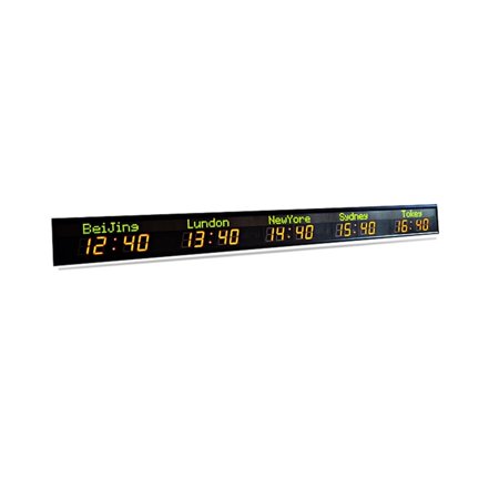 5 Cities Time Clock Wall Mounting Remote Operate Hight Brightness Led Digital Clock Zone Time Clock Free Mounting Hook Big Clock