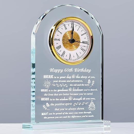 60th Birthday Gifts for Women Men - Crystal Clock Gifts Personalized 1964 60 Year Old Birthday Present for Her Him - Happy 60th Birthday Gifts Ideas for Mom Dad Unique