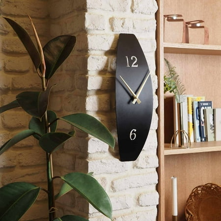 6x18 Metal 3D Modern Wall Clock - Silent Unique Wall Clock - Modern Home Decor - Curve Of Time - Black