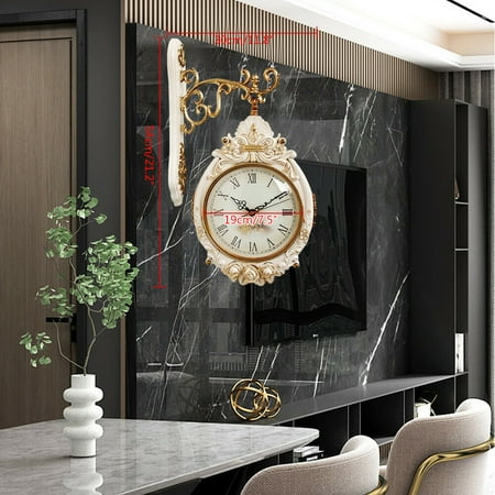 7.5 Retro Antique Double Sided Wall Clock Hanging Outdoor Station Quartz Garden