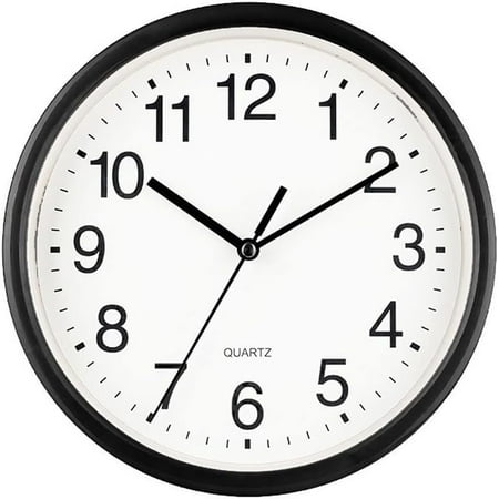 8 Inch Silent Wall Clocks Battery Operated, Non-Ticking Round Clock for Bedroom, Small Wall Clock, Ideal for Home Office Kitchen School, Easy to Read (Color : Black)