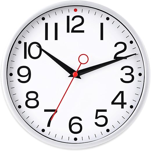 9 Inch Modern Wall Clock, Silver, Quartz Silent, Non Ticking, Decorative, Easy Installation, 1 Year Warranty