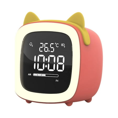 AaSFJEG Cute Pet Cat Tv Alarm Clock Multifunctional Clock with Temperature Display Night Light and Charging Function