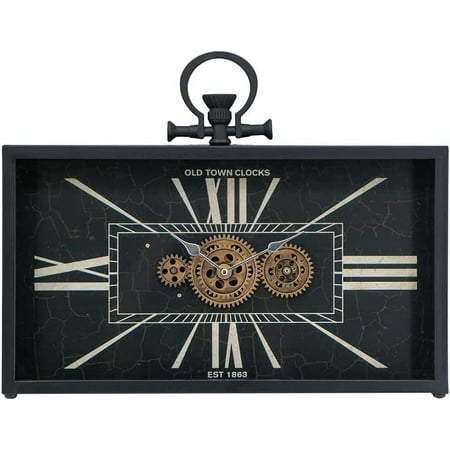 A&B Home Table Clock-Decorative Large Gear Clock with Roman Numerals,17 x 3 x 13