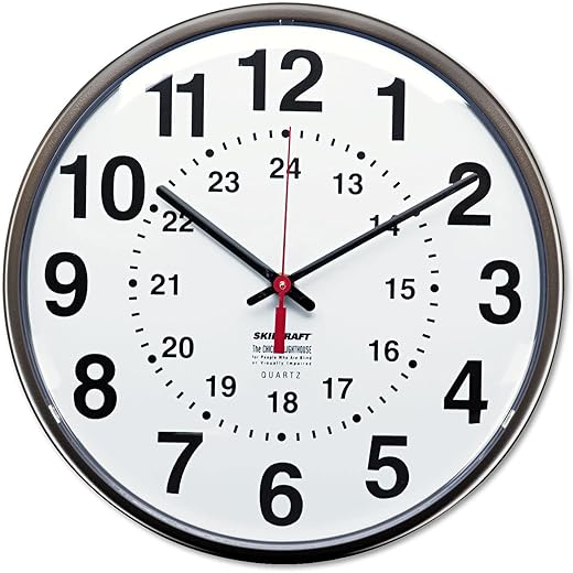 AbilityOne® - NSN3428199 - Quartz Wall Clock 12/24 Hour Slimline - Plastic Frame - 12.75 in Diameter