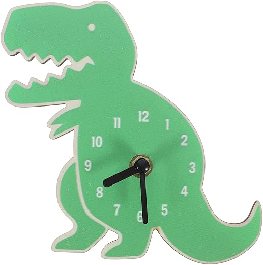 ABOOFAN Dinosaur Clock Office Clock Kids Room Clock Animal Decorative Wall Clock Household Wall Clock Office Decor Dinosaur Wall Clock Wood Bedside Clock Children's Room