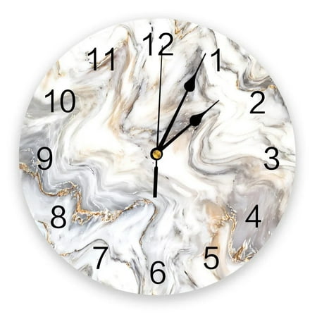 Abstract Marble Texture Print Wall Clock Art Silent Non ticking Round Watch for Home Decortaion Best Gift