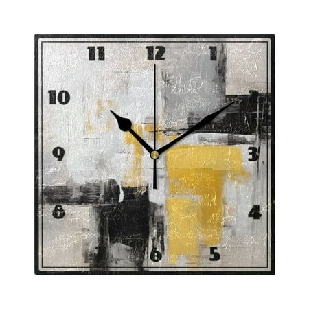 Abstract Oil Canvas Painting Wall Clock 7.78 Non-Ticking Silent Battery Operated for Home Bedroom Office Kitchen Living Room