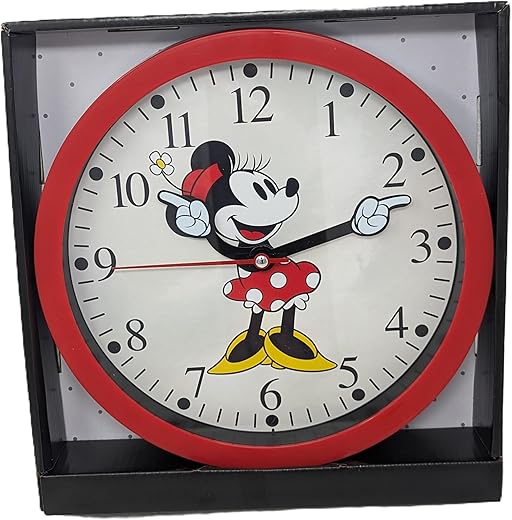 Accutime Classic Mouse Wall Clock - Analog 10 Clock with Retro Design, Black, MN3073AH