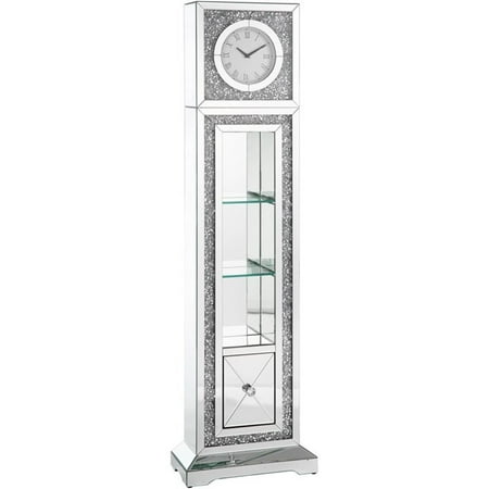 ACME Noralie Grandfather Clock in Mirrored & Faux Diamonds