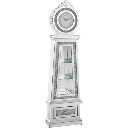 ACME Noralie Grandfather Clock in Mirrored & Faux Diamonds