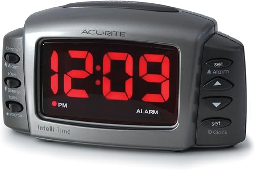 AcuRite 13030 Intelli-Time Alarm Clock with Adjustable Volume and Brightness