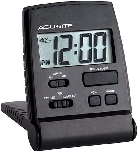 AcuRite 47391 LCD Travel Alarm Clock,Black