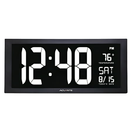 ACURITE 76102M Jumbo Digit Calendar Clock W/ Indoor Temperature, 18, Silver