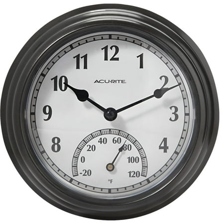 Acurite 8.5 In. Black Wall Clock/Thermometer 02413A1