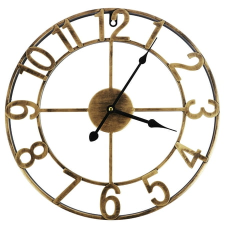 Adifare Large Wall Clock 16in Round Silent Wall Clocks Non Ticking Battery Operated Wall Clock Vintage Rustic Iron Wall Clock Decorative Clock for Home Office Decoration