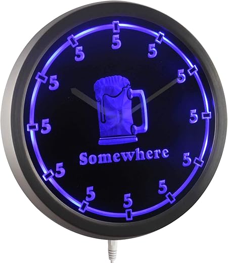 ADVPRO nc0700-b Five O'clock Somewhere Neon Sign LED Wall Clock