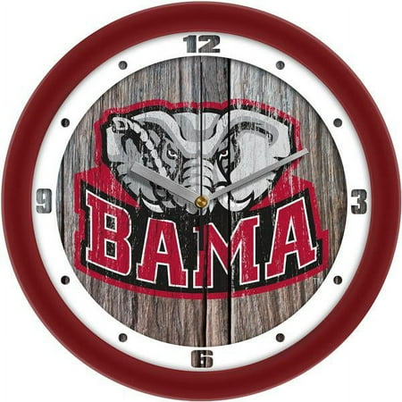 Alabama Crimson Tide 11.5'' Suntime Premium Glass Face Weathered Wood Wall Clock