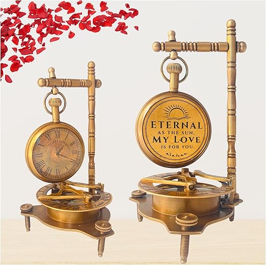 ALADEAN Eternal Love Anniversary Sundial Compass Gift for Him or Her Unique Gift for Husband Wife Men Wedding Anniversary 50th 40th 25th 20th 1st Year Celebration