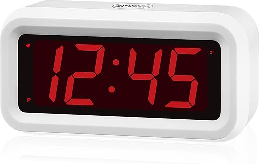 Alarm Clock, Digital Clock, Auto Night-Mode, 3-Level Led Brightness, Battery Powered, 12/24Hr, 1.2'' Red Digits Display, Simple Alarm Clock for Kids Adults Girls Boys, Easy to Set, Easy to Read