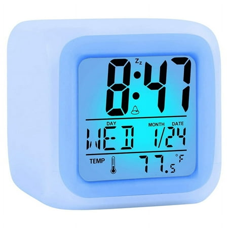 Alarm Clock Digital Travel for Bedroom Boy Girl,Small Desk Bedside Clocks,Display Time/Date LED Night Light with Snooze