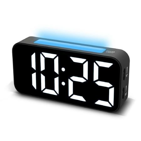 Alarm Clock for Kids, Alarm Clocks for Bedrooms, Digital Dimmable Bedside Clock with Night Light, Large Display, Dual Alarm, Snooze