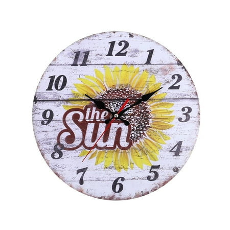 alarm clock for kids girls metal bell alarm clock 30cm Retro Style Sunflower Wall Clock Home Living Room Bedroom Decoration Wall Clock