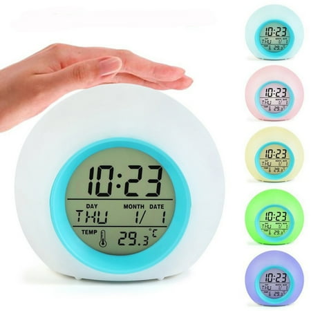 Alarm Clock Round Colorful Light Gradient Alarm Clock Creative Change Color Alarm Clock, Fun and Easy to Use