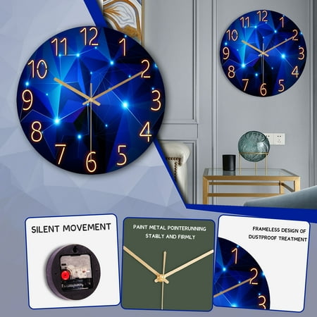 Alarm Clocks For Bedrooms Clearance! Awuniuwa Wall Clock Glass Geometric Clock Wall Quartz Silent Room Watch Clock Living Clock, Wall Clock Clearance Sale