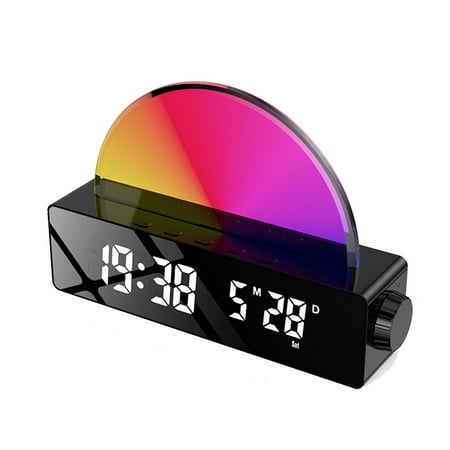 Alarm clock wake-up lamp mirror LED digital display RGB color light adjustment analog fluorescent lamp