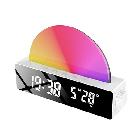 Alarm clock wake-up lamp mirror LED digital display RGB color light adjustment analog fluorescent lamp