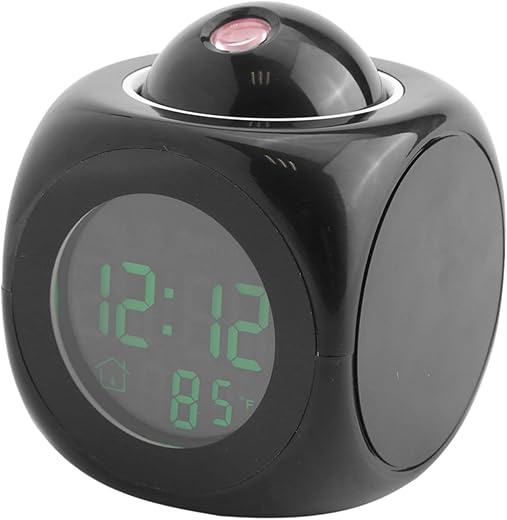 Alarm Clock with Projection on Ceiling, Digital Projection Clock, Multi Function Digital LCD Wall Projection Voice Talking Temperature Display LED Alarm Clock for Studying Room, Bed Room, Desks