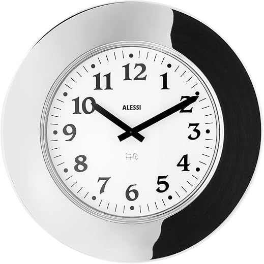 Alessi Aleesi 11 Momento Wall Clock INOX, Silver