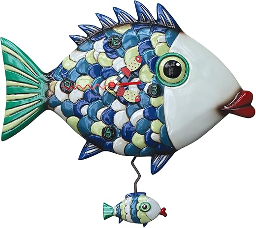 Allen Designs "Fishy Lips" Whimsical Pendulum Wall Clock