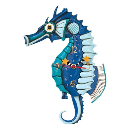 Allen Designs Salty Seahorse Blue Pendulum Wall Clock