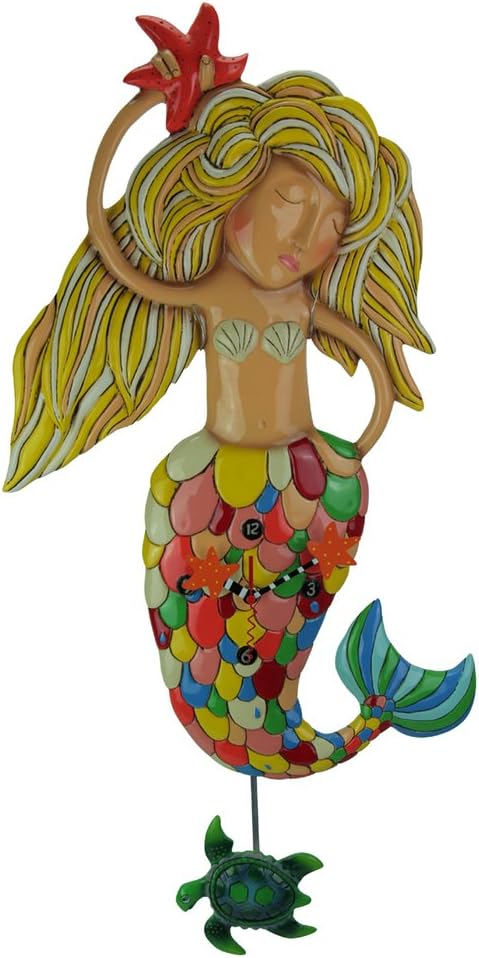 Allen Designs "Sirena" Extra-Large Whimsical Mermaid Pendulum Wall Clock