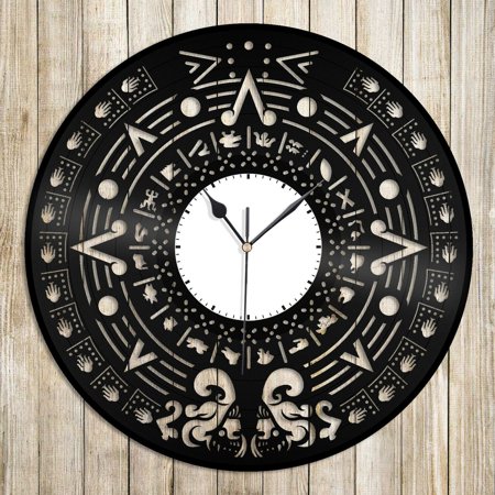 Amblelife Maya Calendar Vinyl Wall Clock Souvenir Unique Gift for Friends Home Decoration Vintage Design Office Bar Room Home Decor