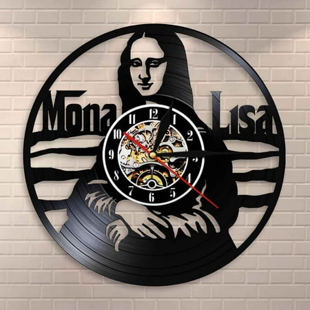 Amblelife Mona Lisa Home Decor Wall Art Wall Clock Leonardo da Vinci Famous Painting Vinyl Record Wall Clock Artist Decor Art Lovers Gift