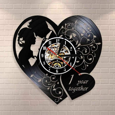 Amblelife Personalized One Year Wedding Anniversary Wall Clock 1st Anniversary Dating Marriage Gift For Him Her Custom Home Decor Clock